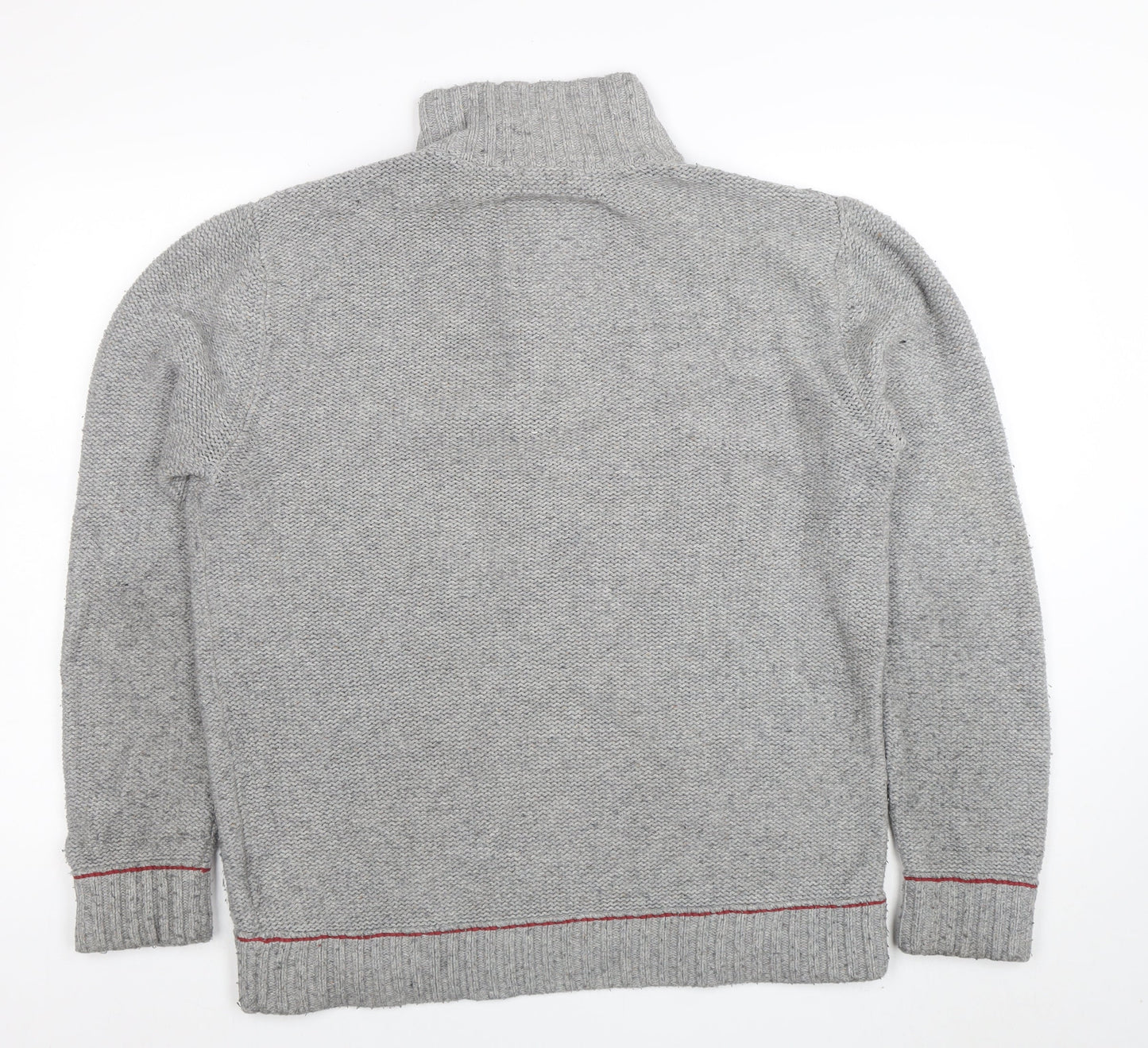 Woolrich Men’s Grey Cable-Knit Half Zip Merino Wool Jumper L