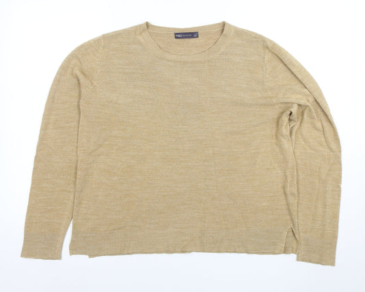 Marks and Spencer Womens Beige Wool Crew Neck Jumper Size 18