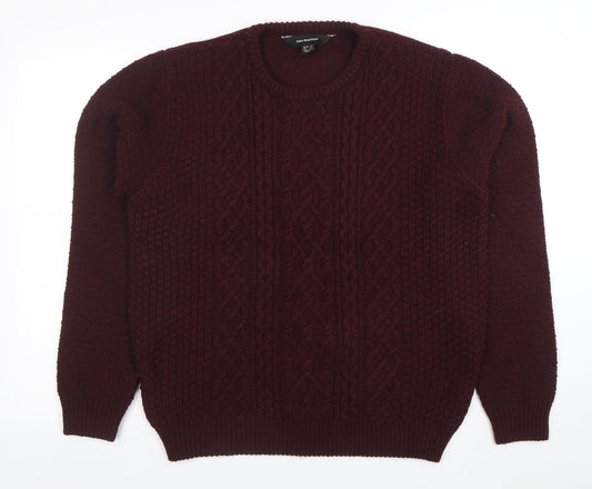 Cedar Wood State Men’s Red XL Cable-Knit Crew Neck Jumper