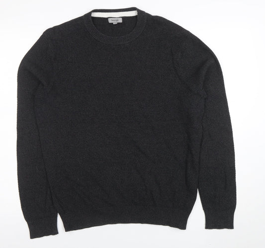 George Men’s Black Cotton Crew Neck Jumper Size L Regular Fit