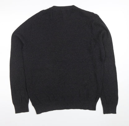 George Men’s Black Cotton Crew Neck Jumper Size L Regular Fit