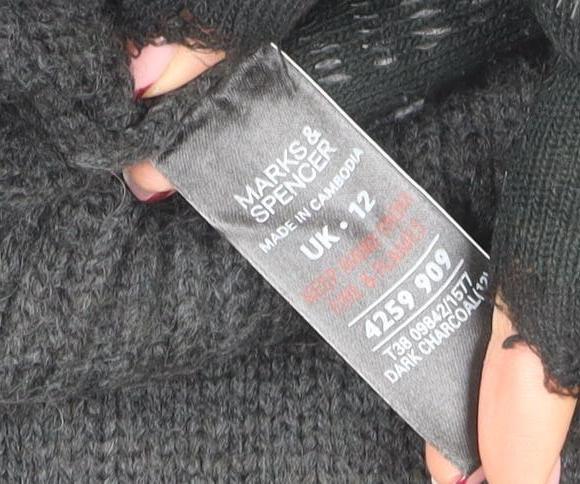 Marks and Spencer Women’s Grey Roll Neck Wool Blend Jumper Size 12