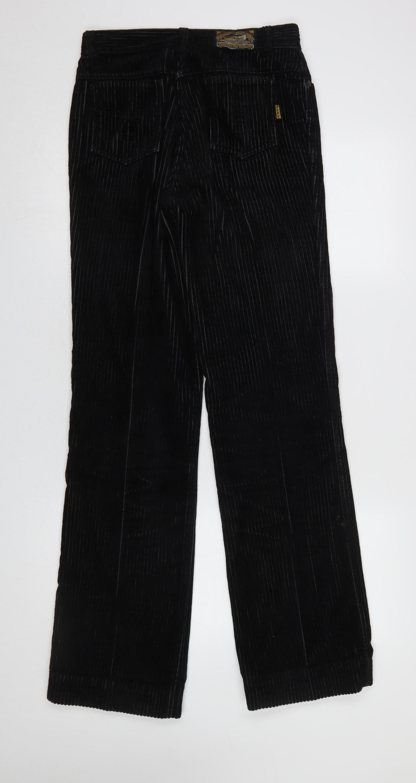 Pepe Jeans Womens Black Corduroy Straight Leg Trousers Size 30