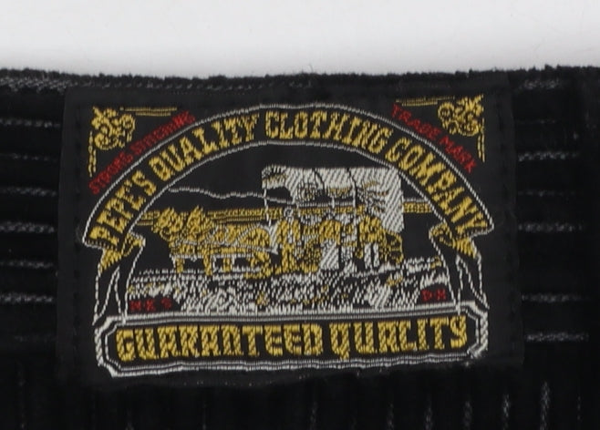 Pepe Jeans Womens Black Corduroy Straight Leg Trousers Size 30