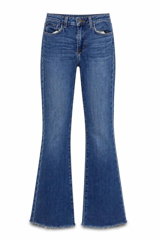 L'AGENCE Women's Blue Flared Denim Jeans Size 25 High Rise Stretch