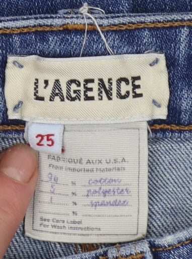 L'AGENCE Women's Blue Flared Denim Jeans Size 25 High Rise Stretch