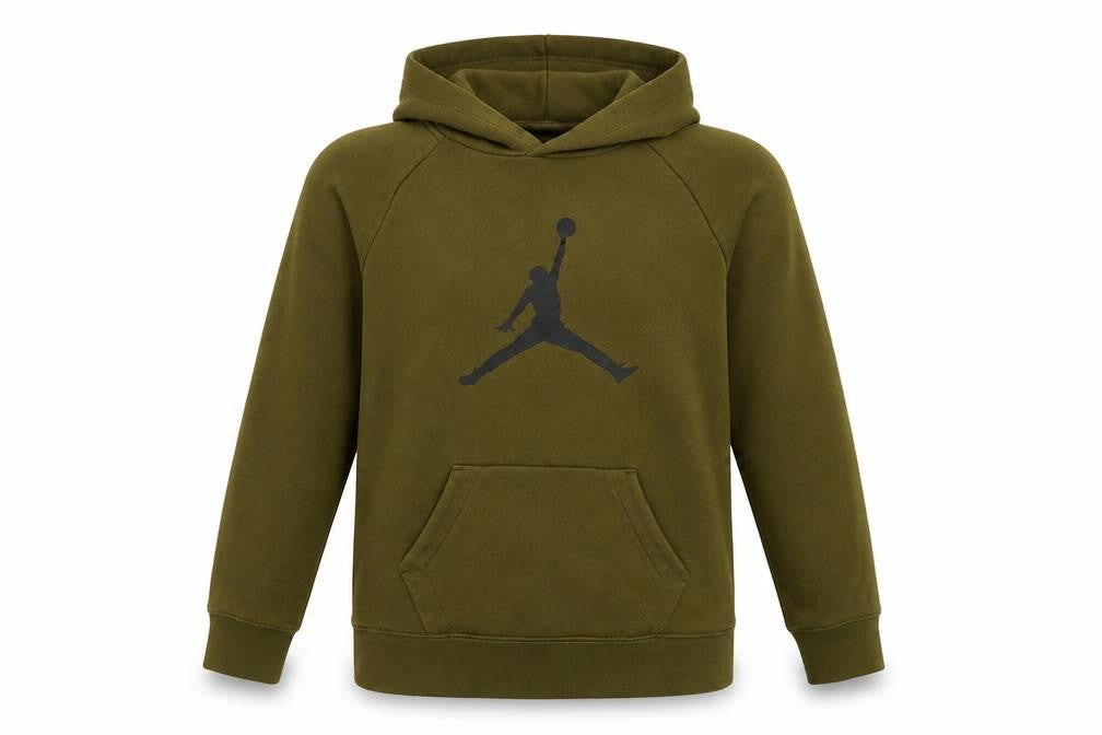 Jordan Boys Olive Green 12-13 Years Pullover Hoodie with Kangaroo Pocket