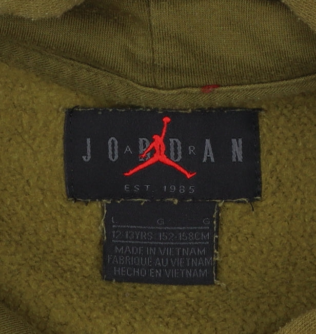 Jordan Boys Olive Green 12-13 Years Pullover Hoodie with Kangaroo Pocket