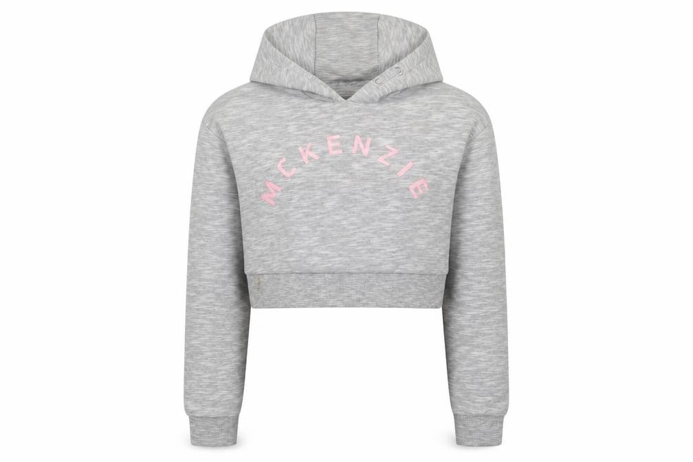 McKenzie Girls Grey Hooded Cropped Pullover Hoodie 10-12 Years