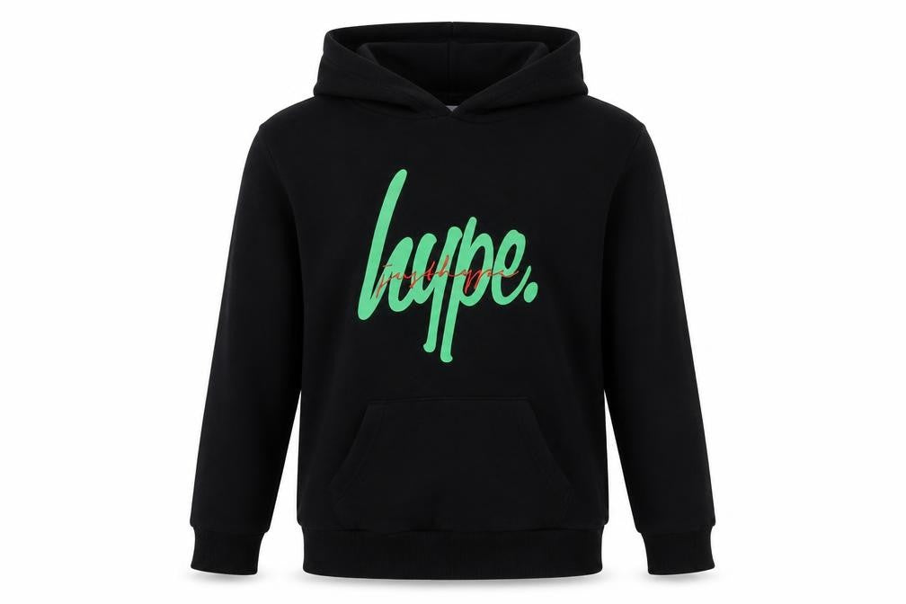 Hype Boys Black 14 Years Pullover Hoodie Graphic Print Cotton Blend