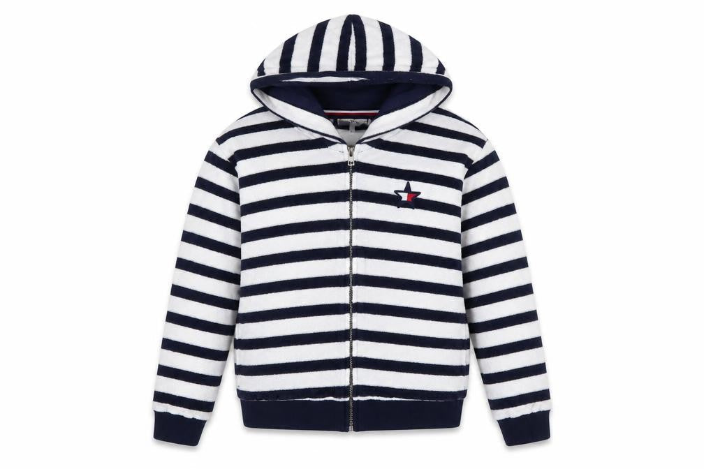 Tommy Hilfiger Girls Blue White Striped Full Zip Hoodie 16 Years