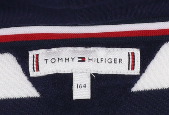 Tommy Hilfiger Girls Blue White Striped Full Zip Hoodie 16 Years