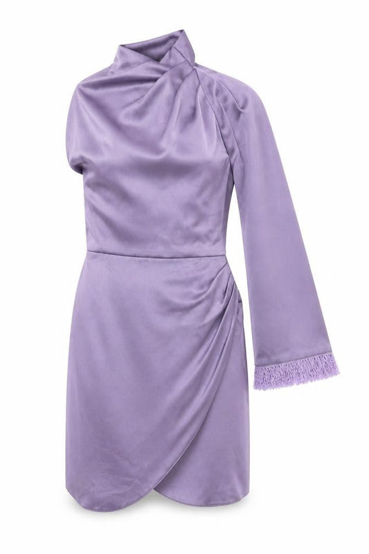 Folkster Women’s Purple Satin Wrap Dress Size S Party Elegant