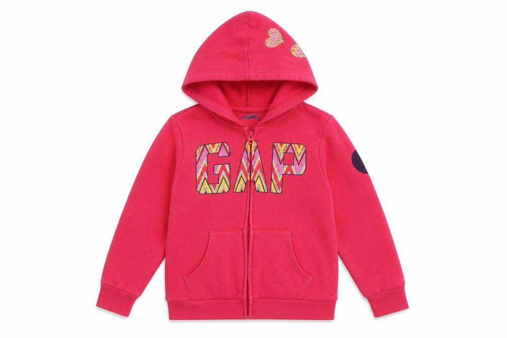 GAP Girls Pink Full Zip Logo Hoodie XL 12-13 Years Cotton Blend