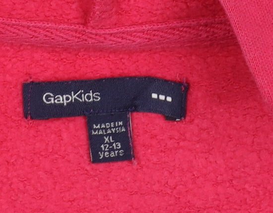 GAP Girls Pink Full Zip Logo Hoodie XL 12-13 Years Cotton Blend