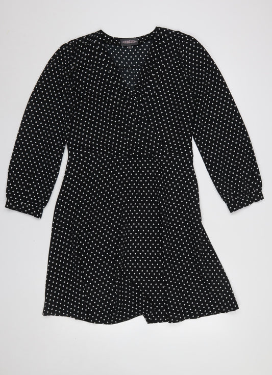 Circus Womens Black Heart Print V-Neck Wrap Dress Size 12