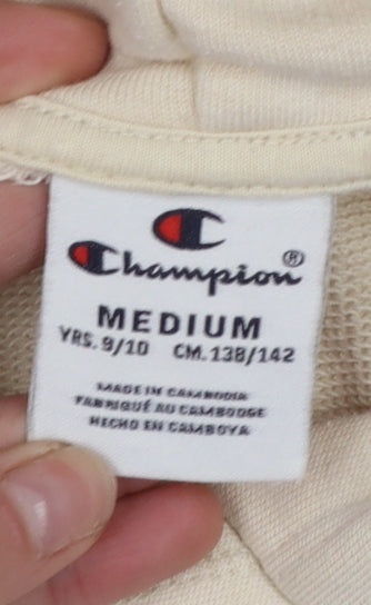 Champion Girls Beige Cotton Blend Pullover Hoodie Medium 9-10 Years