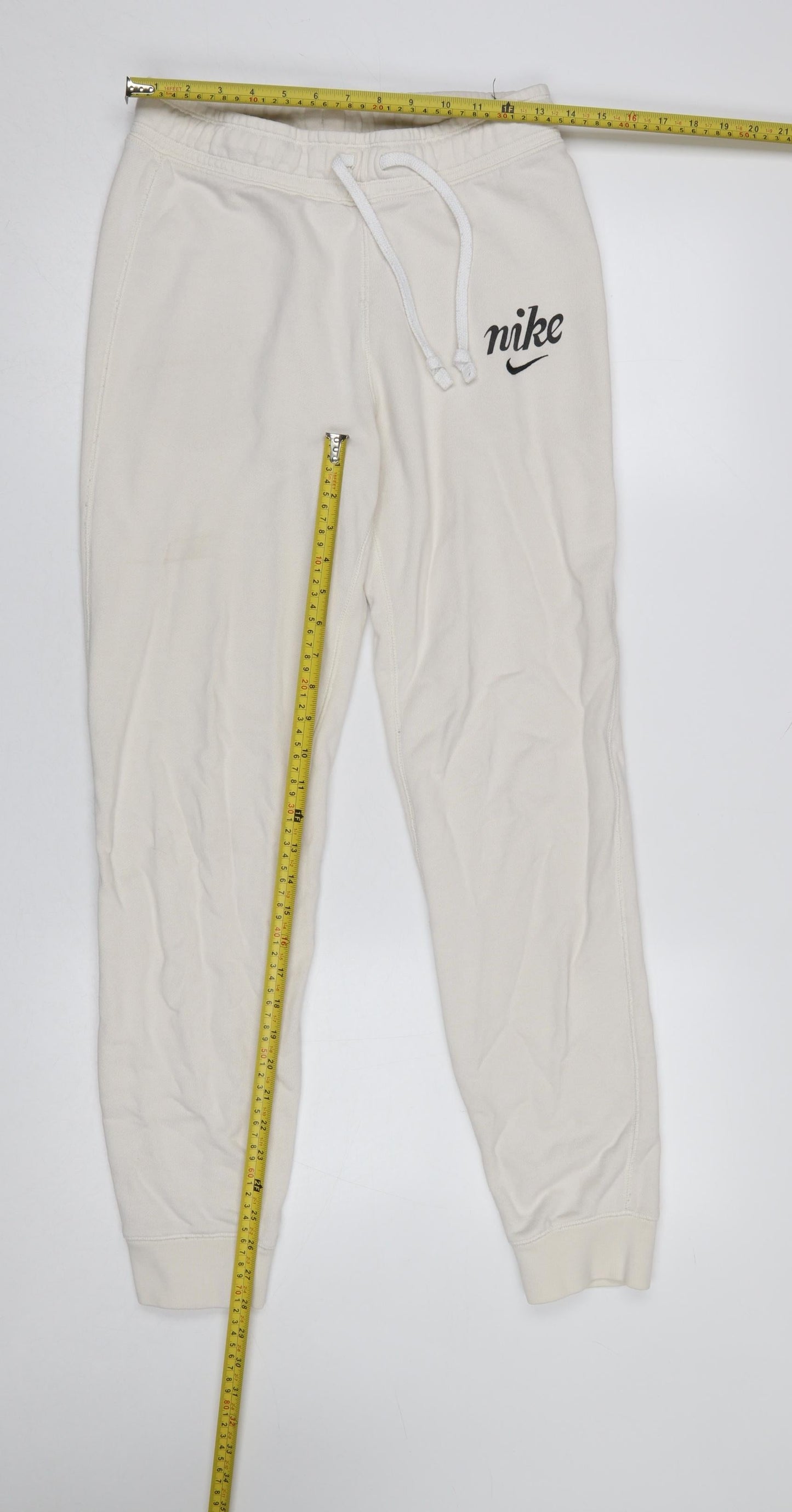 Nike Women Ivory Cotton Jogger Trousers S Regular Fit