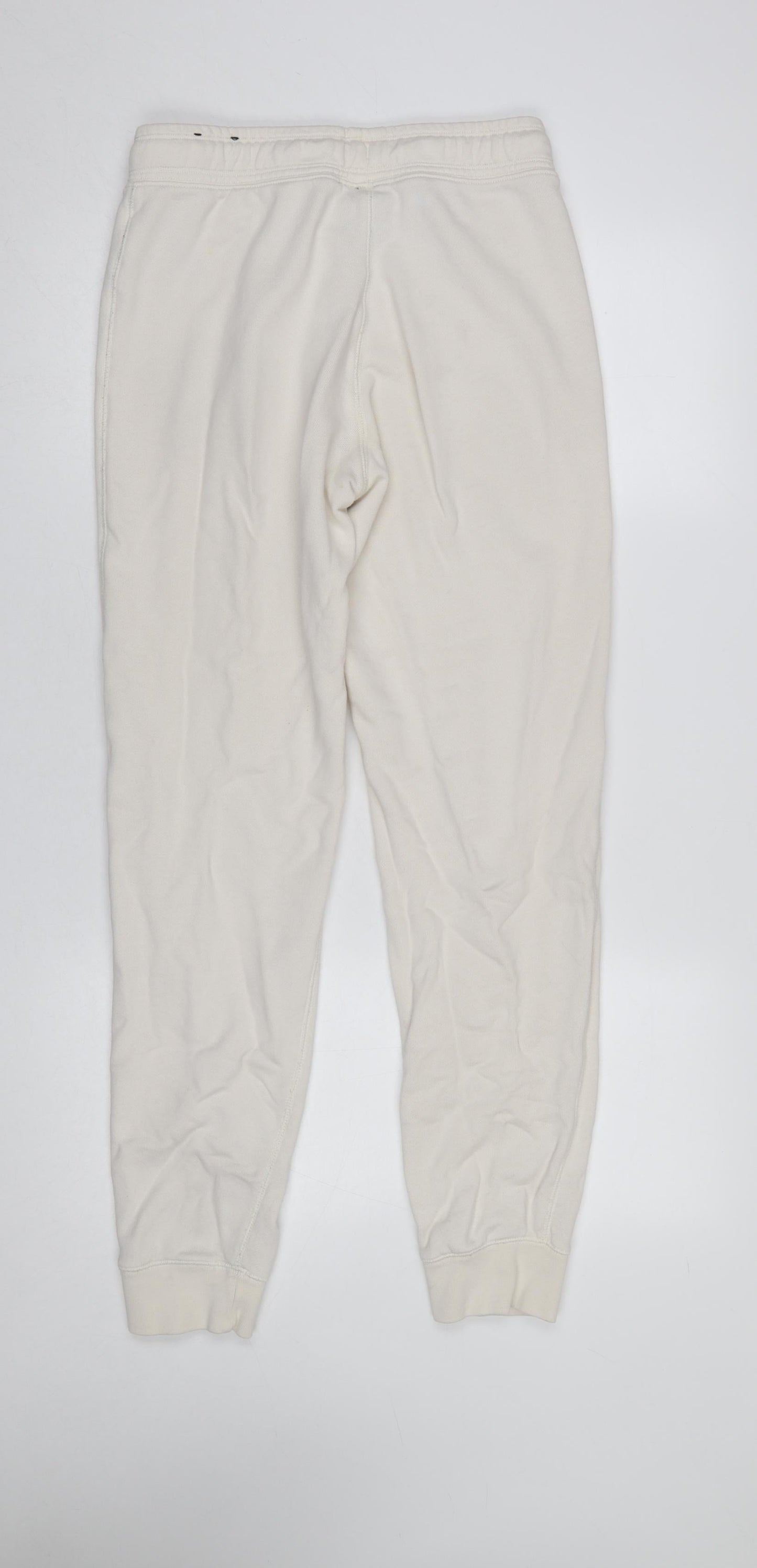 Nike Women Ivory Cotton Jogger Trousers S Regular Fit