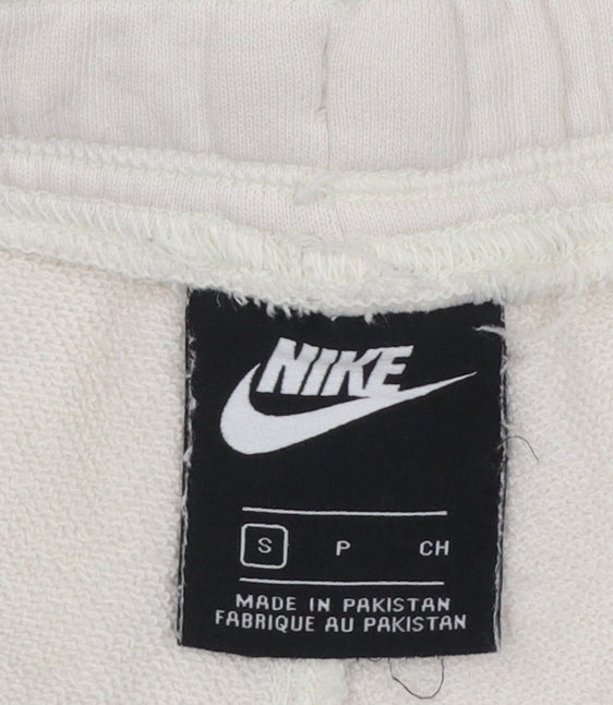 Nike Women Ivory Cotton Jogger Trousers S Regular Fit