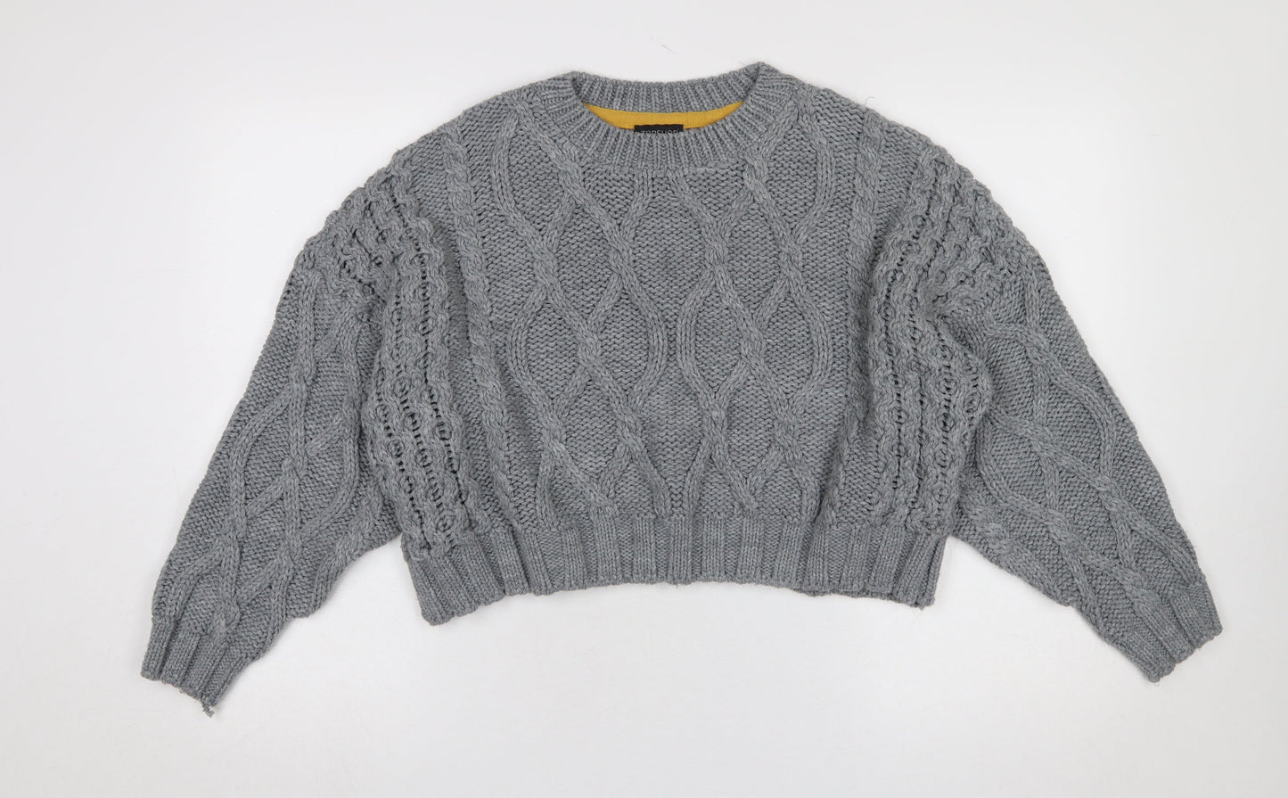 Topshop Women’s Grey Chunky Cable Knit Jumper Size 12