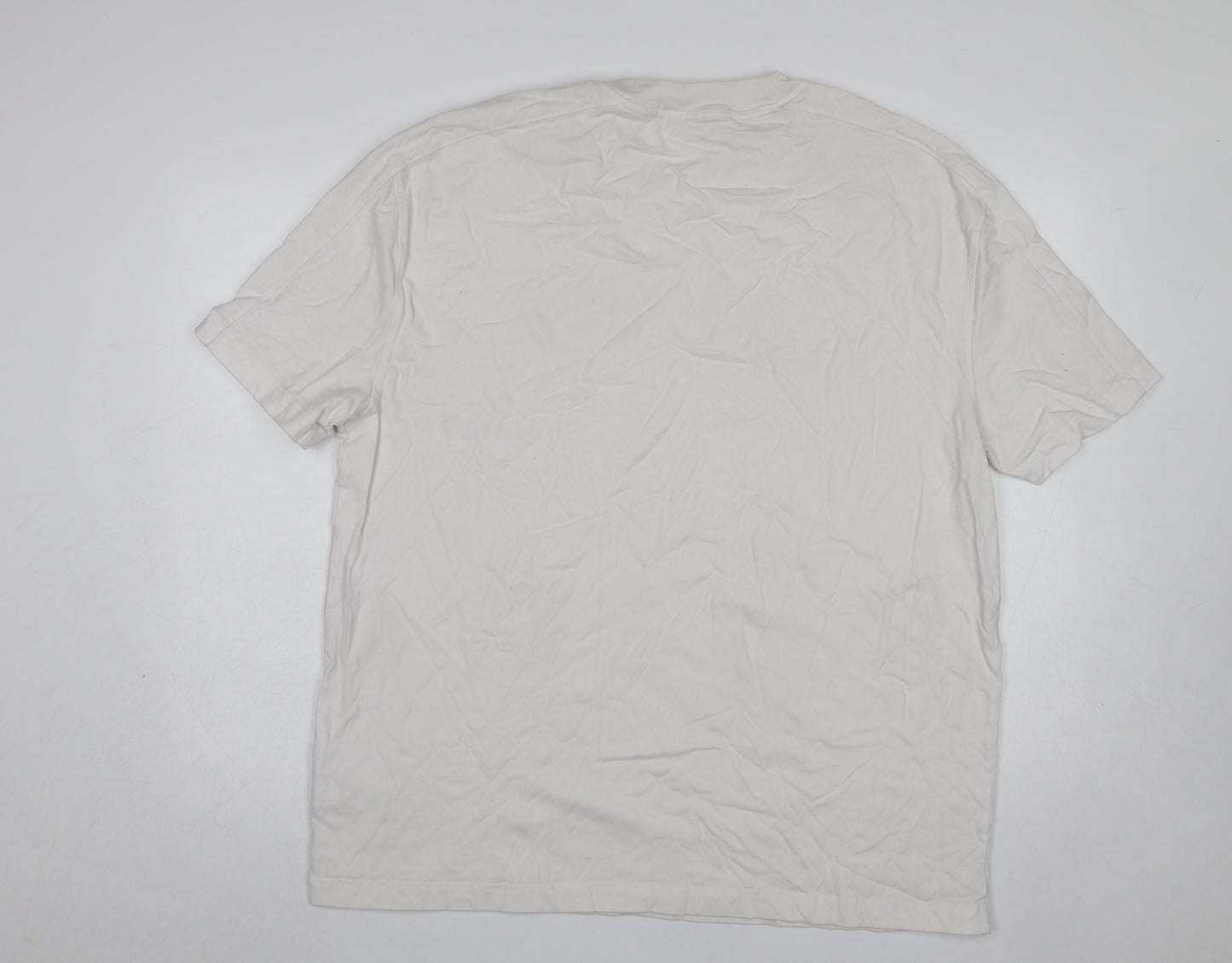 Calvin Klein Jeans Men's White 2XL Cotton Crew Neck Logo T-Shirt