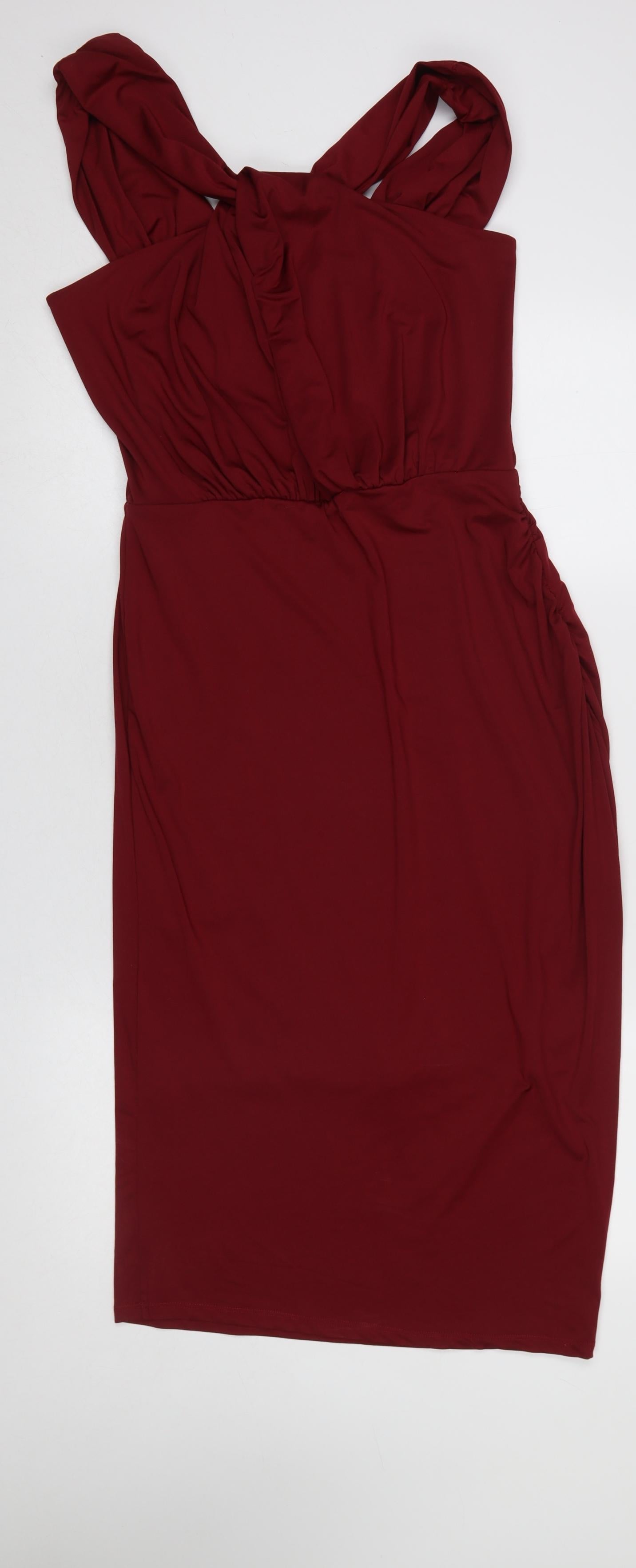 Wild Pony Women's Red Bodycon Sleeveless Knee Length Dress L