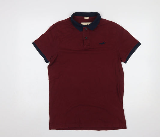 Hollister Men's Red Slim Fit Stretch Polo Shirt Size M