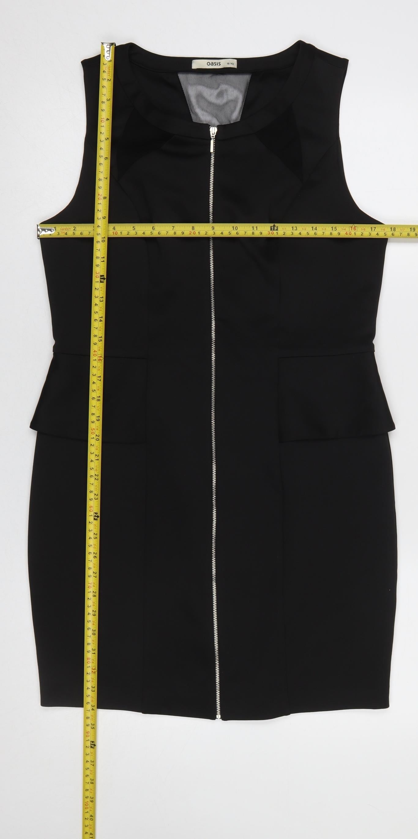 Oasis Women’s Black Size 16 Sleeveless Peplum Zip Pencil Dress