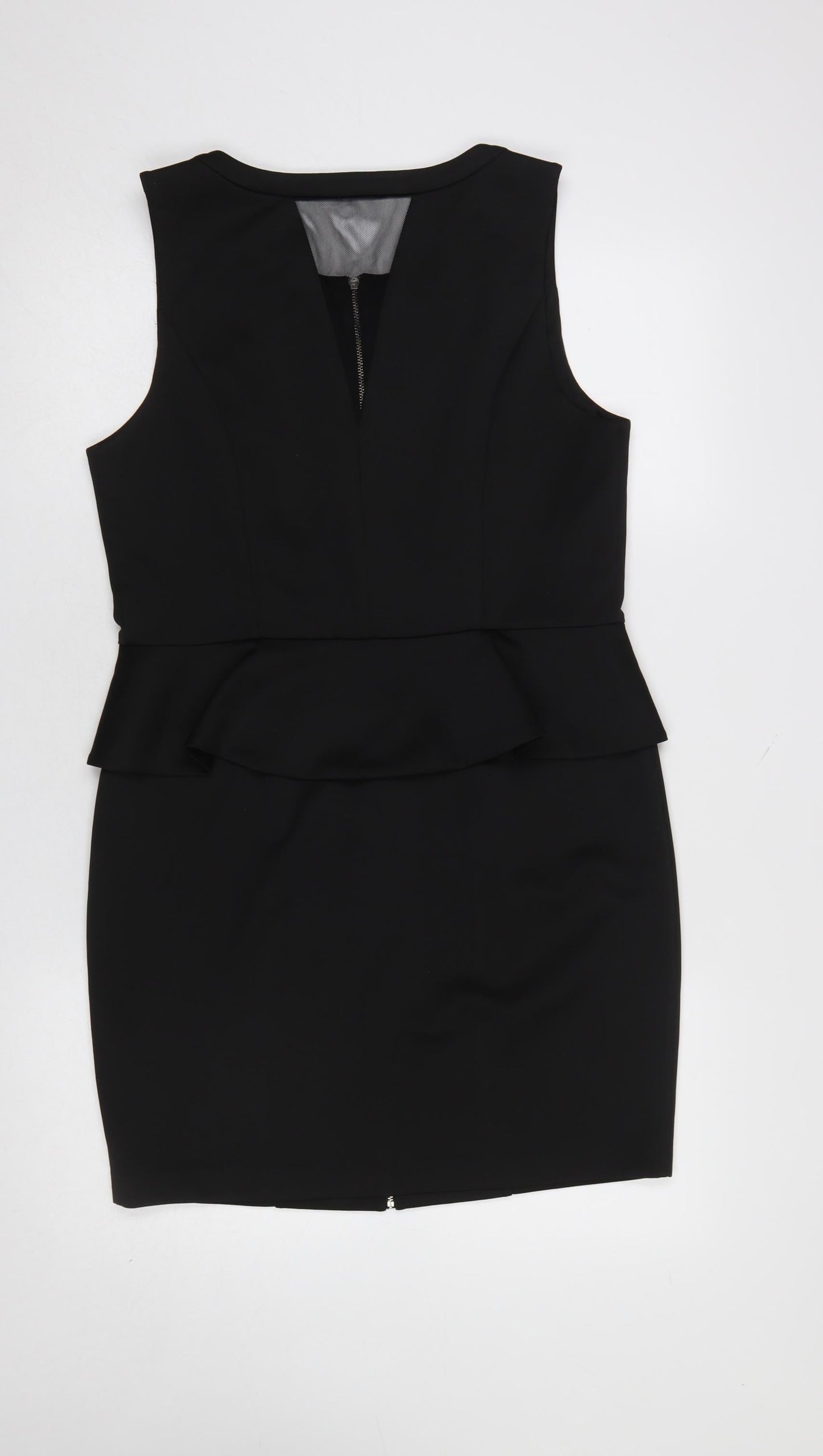 Oasis Women’s Black Size 16 Sleeveless Peplum Zip Pencil Dress