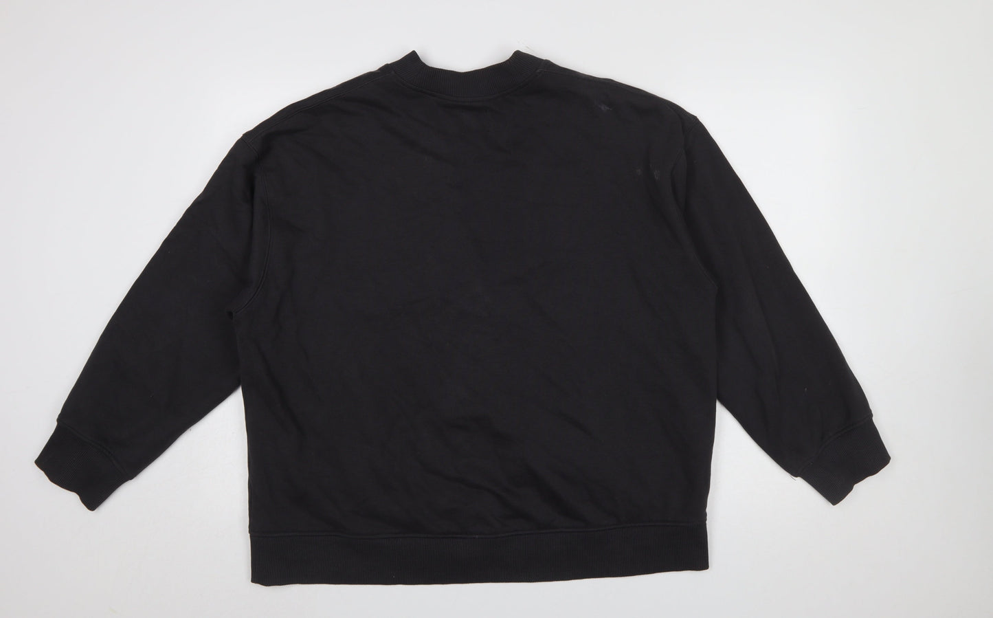 Zara Women Black Medium Cardigan Sweatshirt Button Closure Cotton Blend