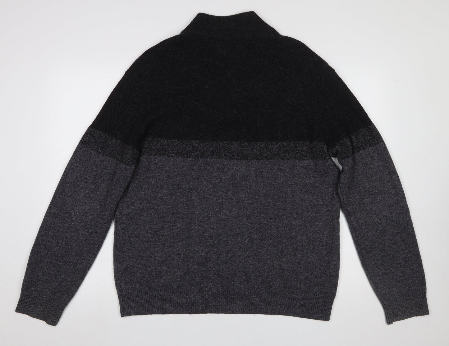 Marks and Spencer Men's Grey Wool Half Zip Jumper Medium