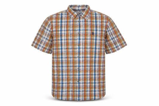 U.S. Polo Assn. Men's Brown Check Cotton Short Sleeve Button-Up Shirt XL