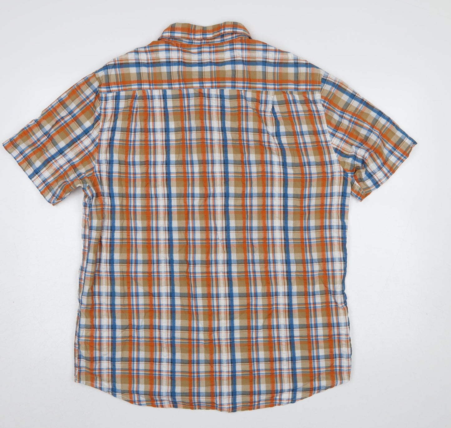 U.S. Polo Assn. Men's Brown Check Cotton Short Sleeve Button-Up Shirt XL