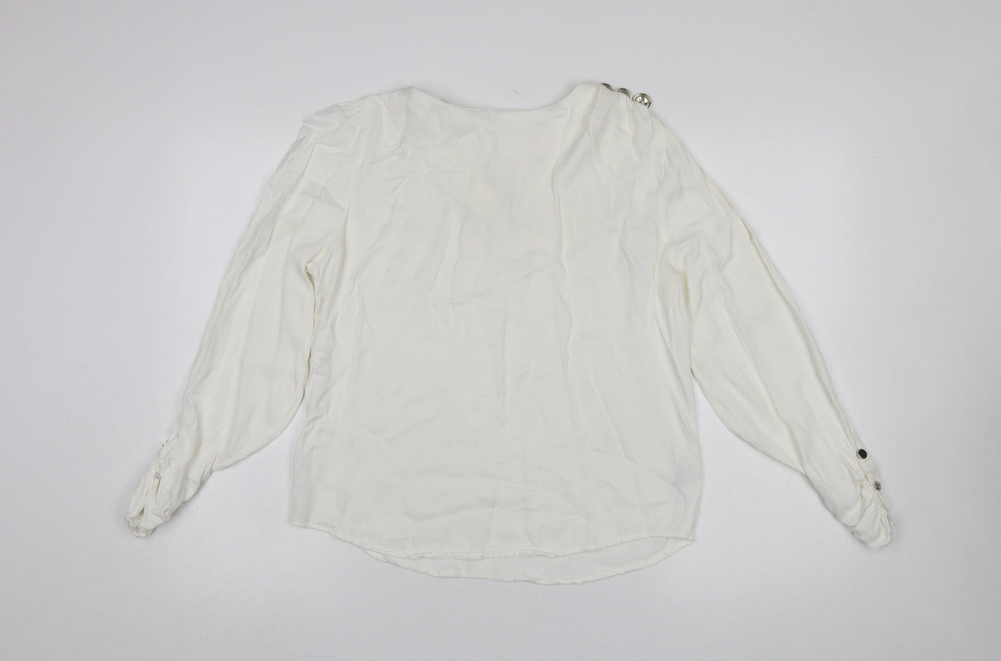 Savida Women Ivory Long Sleeve Viscose Blouse Size 12