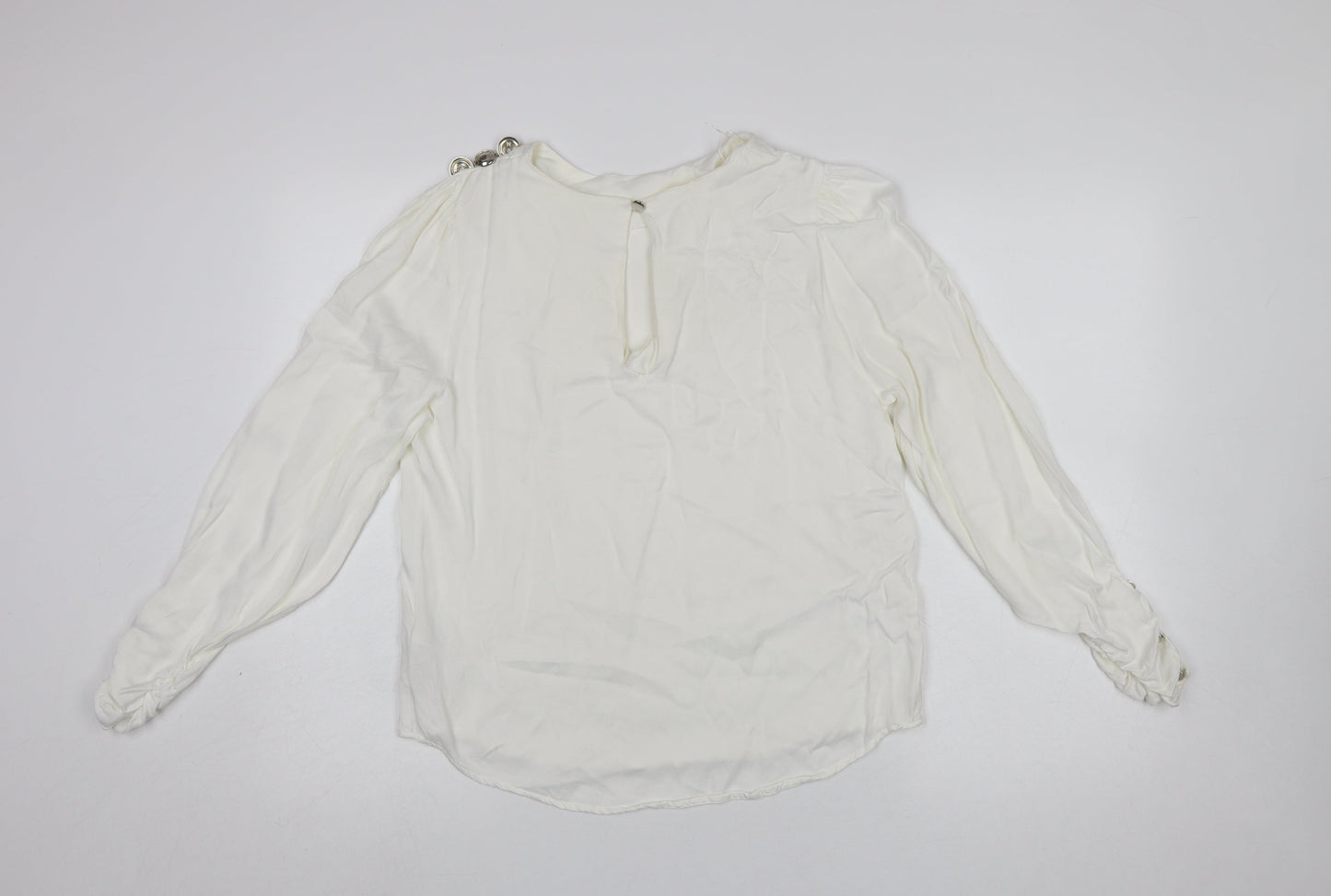Savida Women Ivory Long Sleeve Viscose Blouse Size 12
