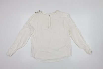 Savida Women Ivory Long Sleeve Viscose Blouse Size 12