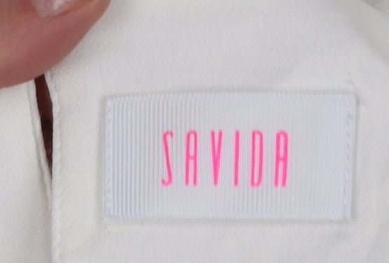 Savida Women Ivory Long Sleeve Viscose Blouse Size 12