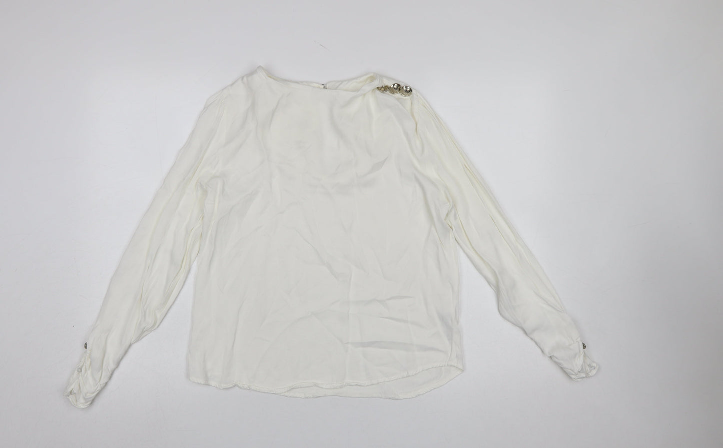 Savida Women Ivory Long Sleeve Viscose Blouse Size 12