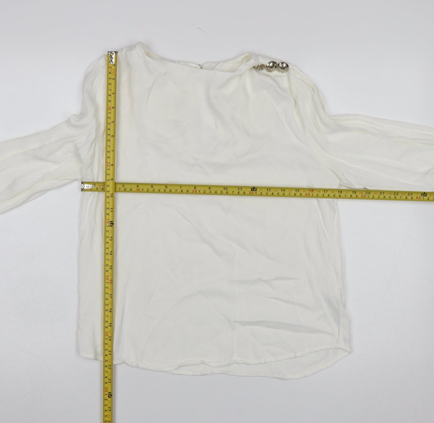 Savida Women Ivory Long Sleeve Viscose Blouse Size 12