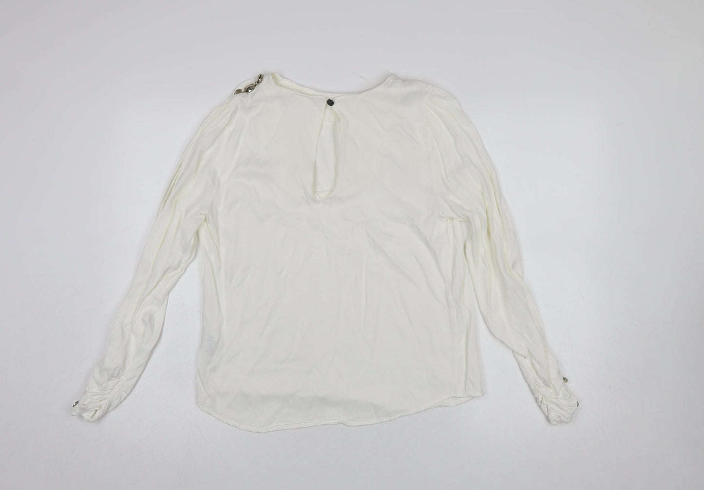 Savida Women Ivory Long Sleeve Viscose Blouse Size 12