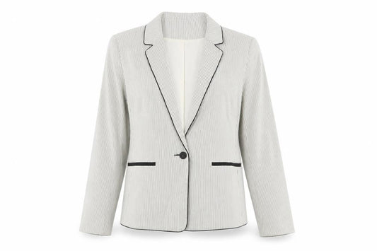 Dunnes Women Beige Pinstripe Single Breasted Blazer Size 14