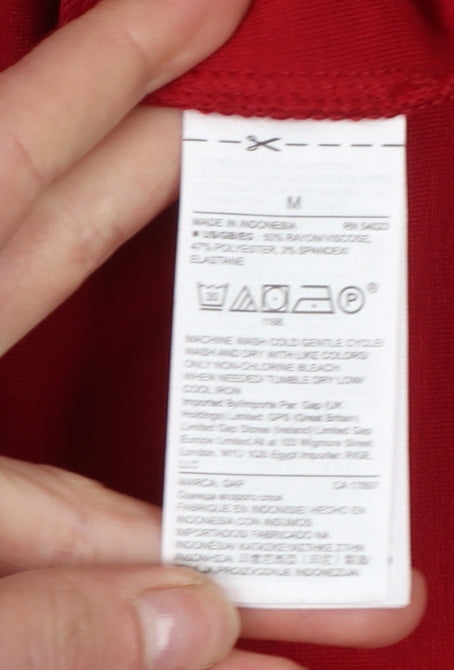 GAP Women’s Red Shift Knit Dress Size M Long Sleeve Zip Detail