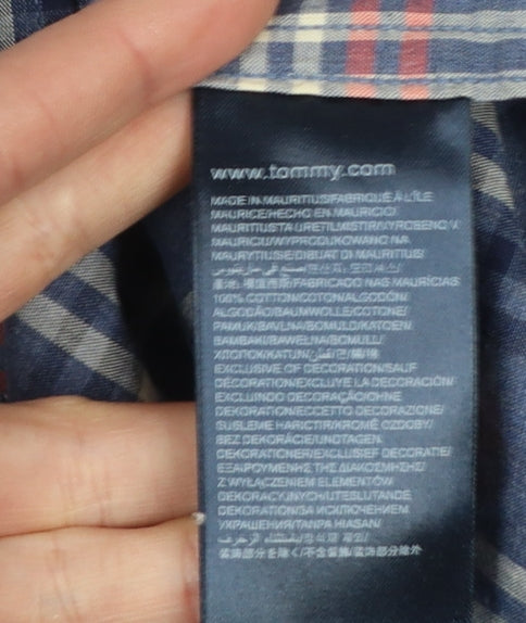 Tommy Hilfiger Men’s Blue Plaid 2XL Long Sleeve Button-Up Shirt