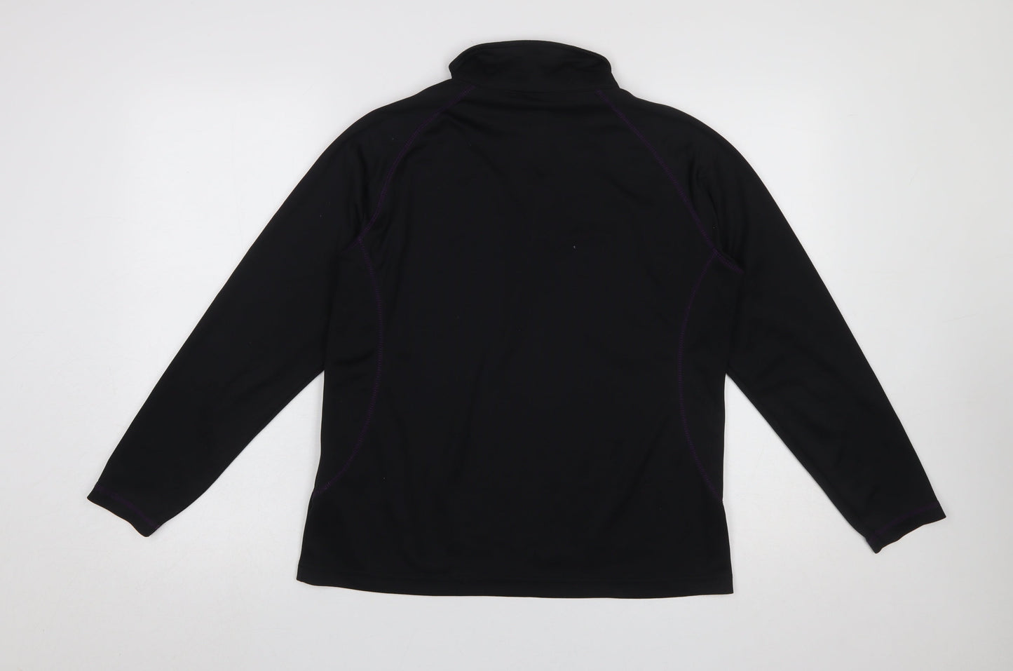 Cavenline Women Black 1/4 Zip Polyester Fleece Pullover M