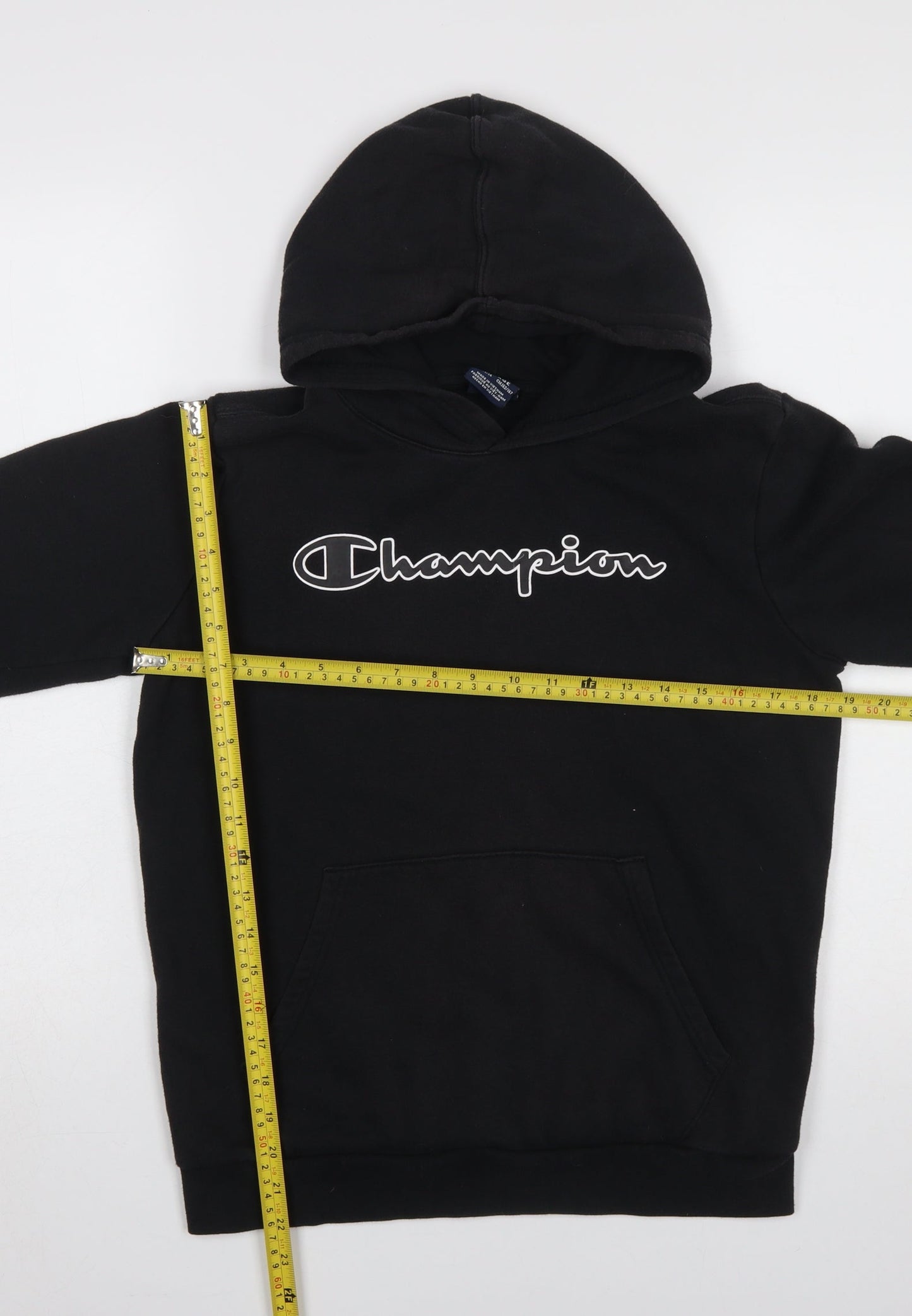 Champion Boys Black Pullover Hoodie X-Large 13-14 Years Cotton Blend Logo