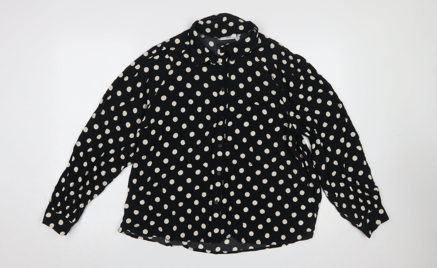 Noa Noa Women’s Black Polka Dot Viscose Blouse Size 12 Long Sleeve