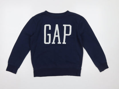 Additional front view of Gap Kids girls’ blue logo pullover sweatshirt, size 10-11, years