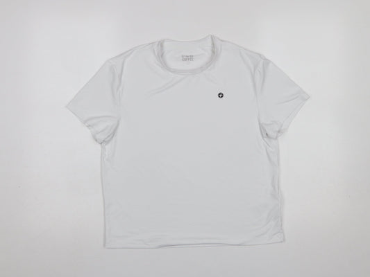 Gym+Coffee Women White S Short Sleeve Active T-Shirt