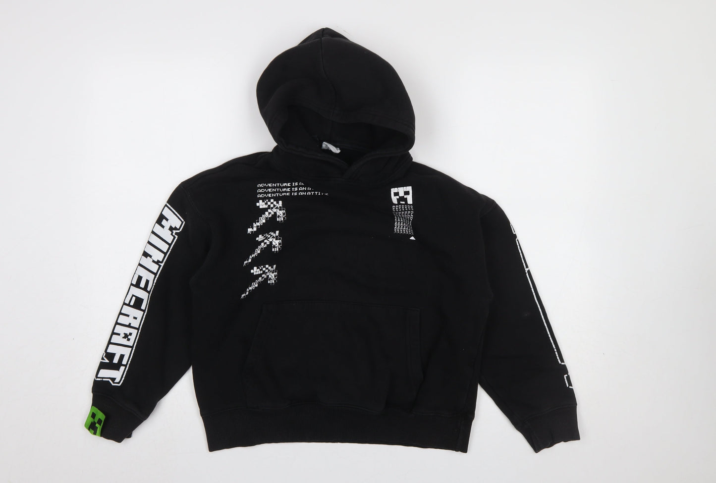 ZARA Girls Black Minecraft Pullover Hoodie Size 10 Years Graphic Print
